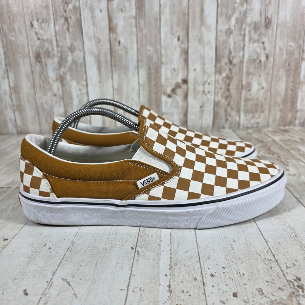 Vans Classic Slip-On Checkerboard Bronze Age White Mens 10 VN0A38F7U5B